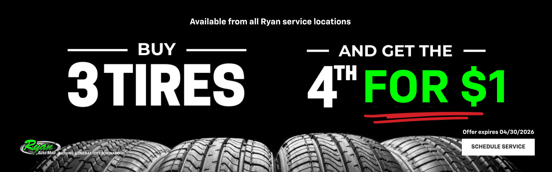Buy 3 tires get 1 for $1
