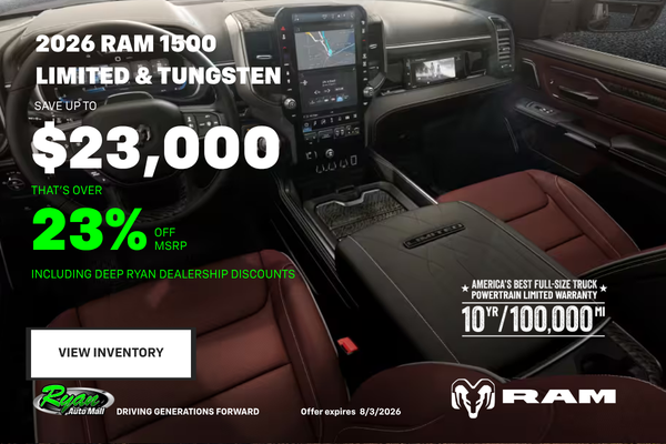 Ryan Auto Mall’s New Ram 1500 Limited & Tungsten Inventory